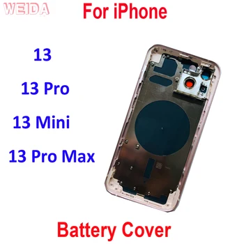 Крышка батарейного отсека для iPhone 13/13 Pro/13 Mini/13 Pro Max, задняя стеклянная крышка, полный корпус, Средняя рама, шасси в сборе, замена