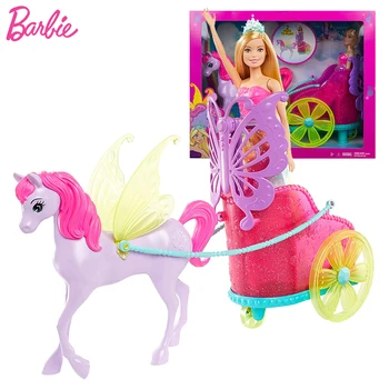Оригинальные куклы принцессы Barbie Dreamtopia, набор фантазийных лошадей, аксессуары для кукол для девочек, коляска мечты, игрушки для детей, модный подарок