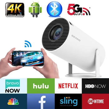 2023 HY300 Умный проектор Android 11.0 МИНИ Портативный 5G WIFI Домашний кинотеатр 720P для SAMSUNG Apple, открытый 1080P 4K Фильм HDMI