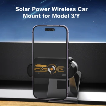 JoyeAuto Беспроводной Солнечный Магнитный держатель для телефона с вращением на 360 градусов для Tesla Model 3/Y, портативный автомобильный кронштейн для зарядки телефона