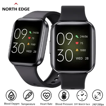 NORTH EDGE Смарт-часы Мужские с дыхательным экраном, полный сенсорный экран, спортивные часы для фитнеса IP67, водонепроницаемые Bluetooth для Android IOS