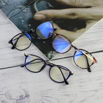 Круглые женские очки для чтения, мужские очки, блокирующие синий свет, оптическая оправа для очков TR90 в цветочек с футляром