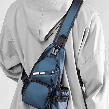 Однотонная Нагрудная сумка с карманом для Стакана воды, Многоцелевой Водонепроницаемый Небольшой слинг-пакет для ежедневного использования Для мужчин