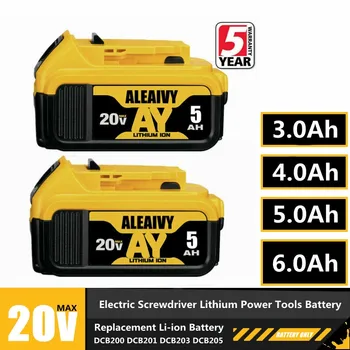 Сменные литиевые батареи 20V 5.0Ah 6.0Ah для Dewalt 18v 20v MAX DCB200 DCB201 DCB203 Запасные Аккумуляторы для Электроинструментов 18650