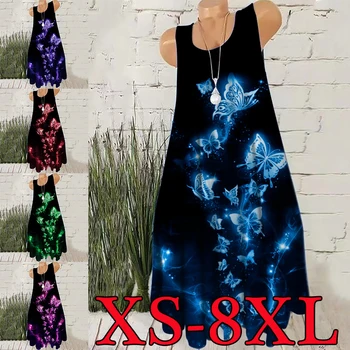 Женское летнее повседневное платье размера плюс с принтом бабочки XS-8XL