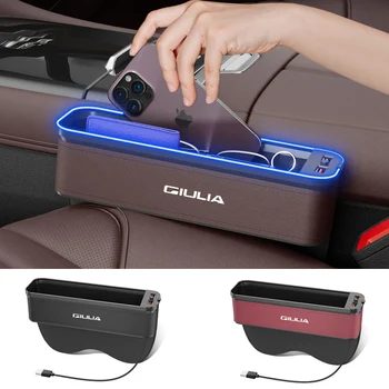 Коробка для хранения автомобильных сидений Gm с атмосферной подсветкой Для Alfa Romeo Giulia, Органайзер для уборки, Аксессуары для зарядки через USB